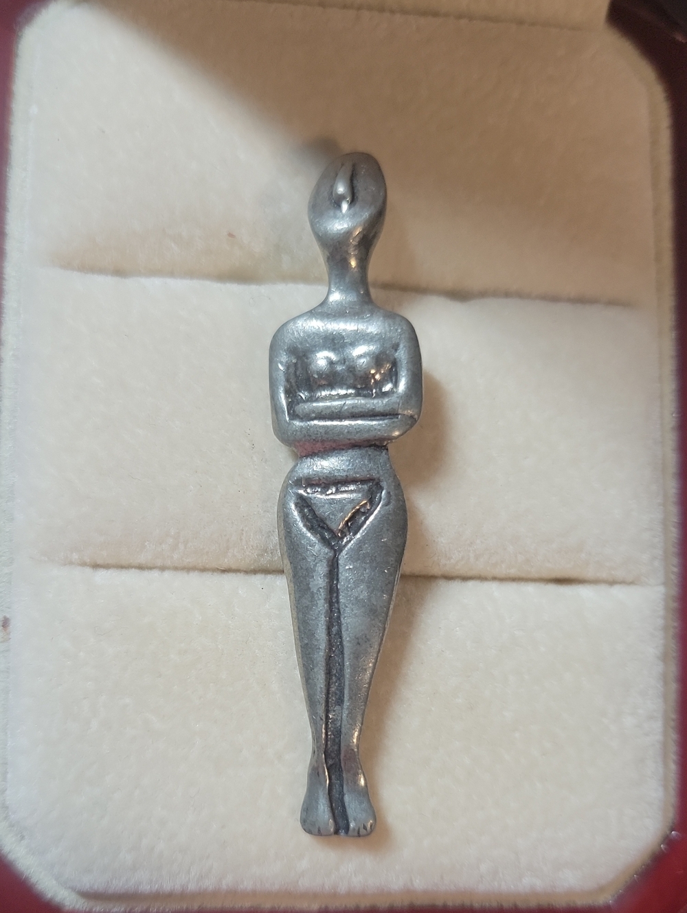 Vintage Sterling Silver Abstract Female Figure Pendant - Silver